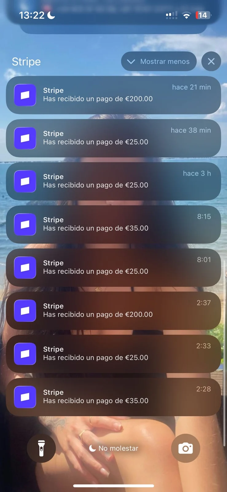 Notificación móvil de pago recibido